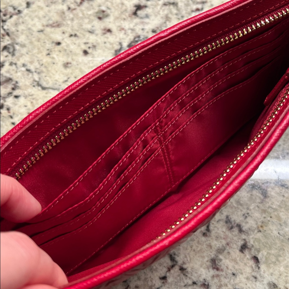 Coach Collette Gathered Leather Red Clutch EUC - Picture 11 of 15